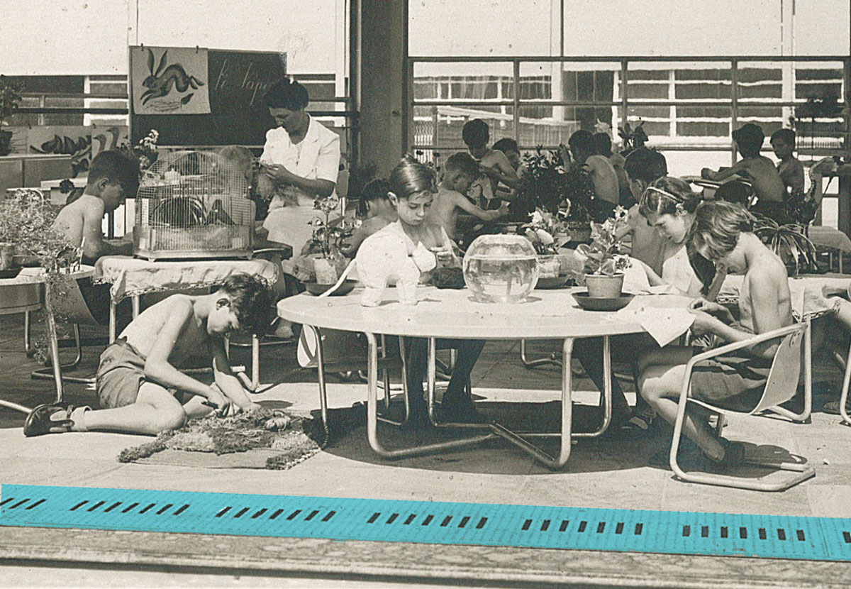 Aperçu de la grille de chauffage dans un pavillon de l'école de plein air.