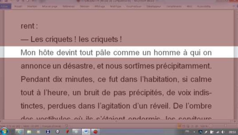 bande faisant apparaitre une ligne du texte
